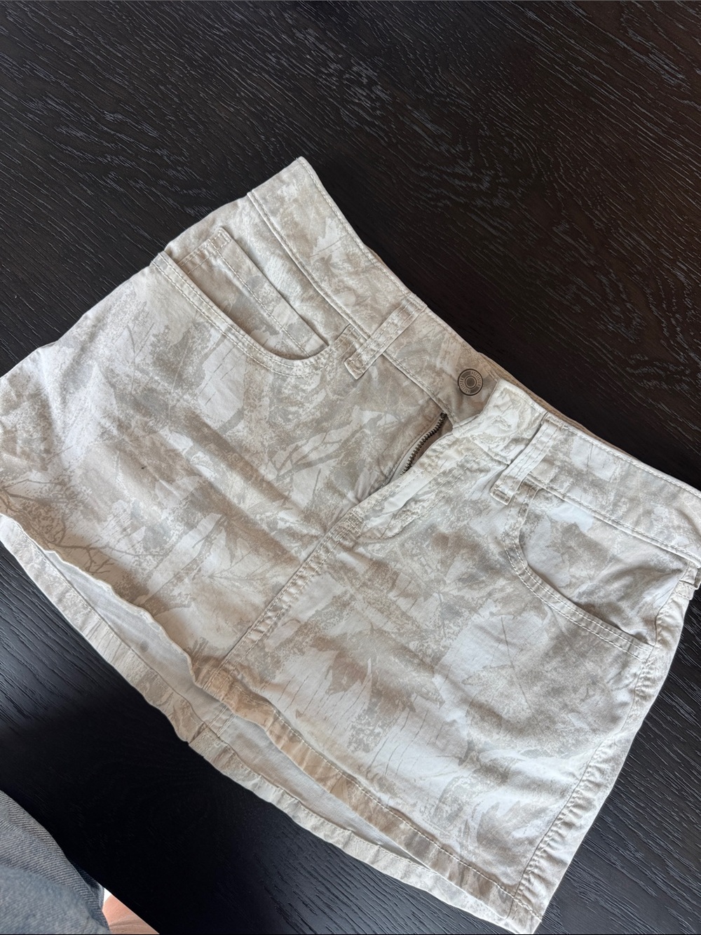 Hollister Light Beige Printed Jean Shorts